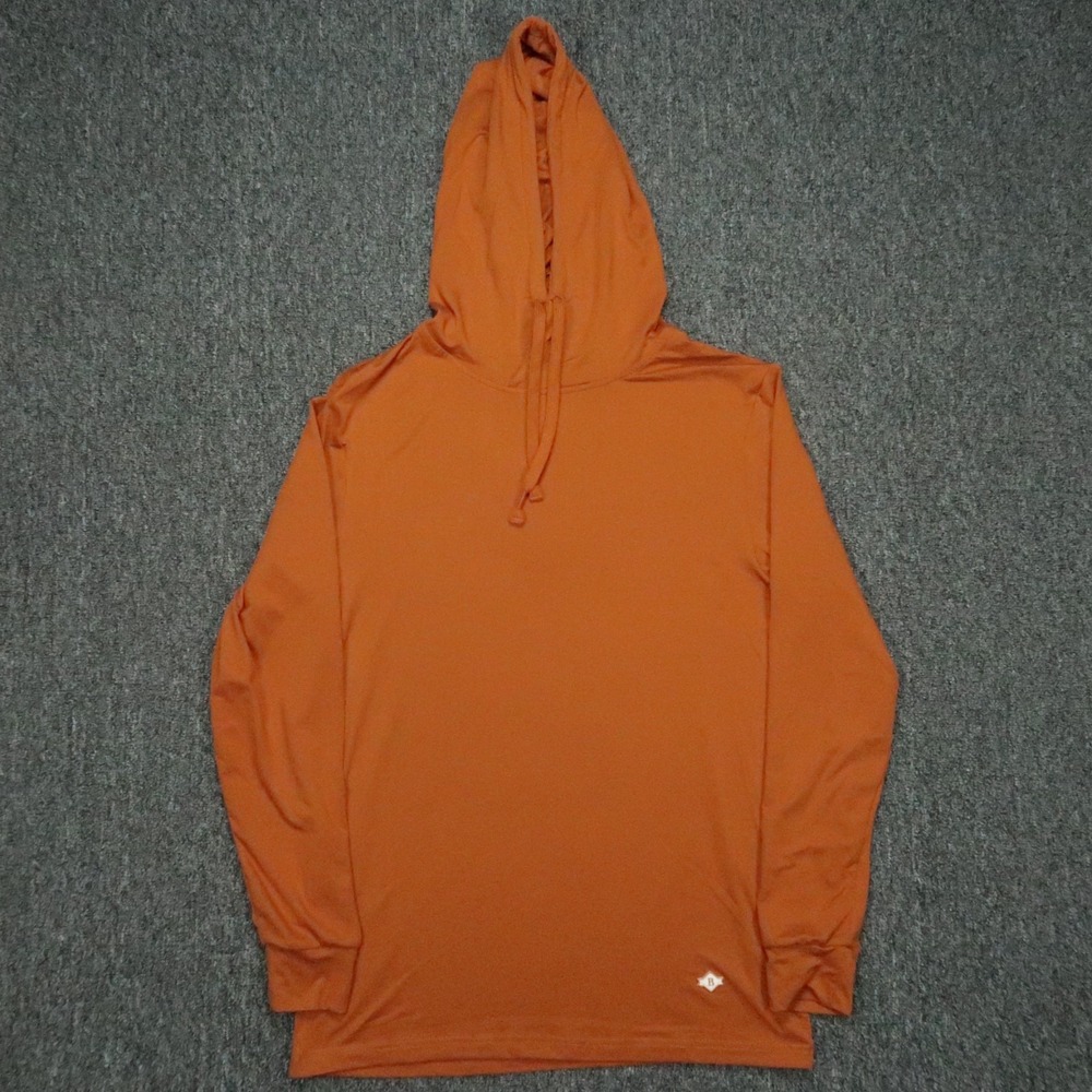 Burlebo Hoodie Men Small Orange Rust Pullover Hooded Performance Hiking Outdoors